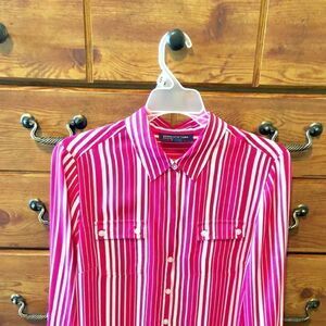 Jones New York  Pink and White Striped Blouse